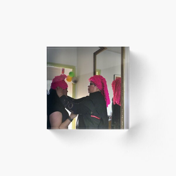 (549) Pink ruches Acrylic Block