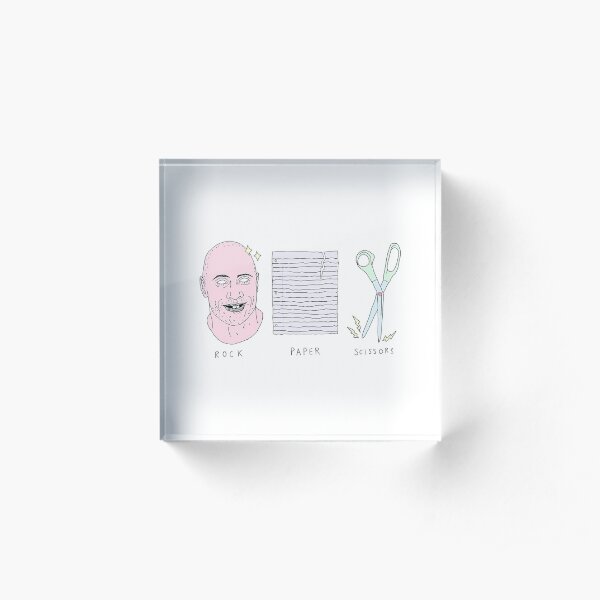 Dwayne the Rock, Paper, Scissors Acrylic Block