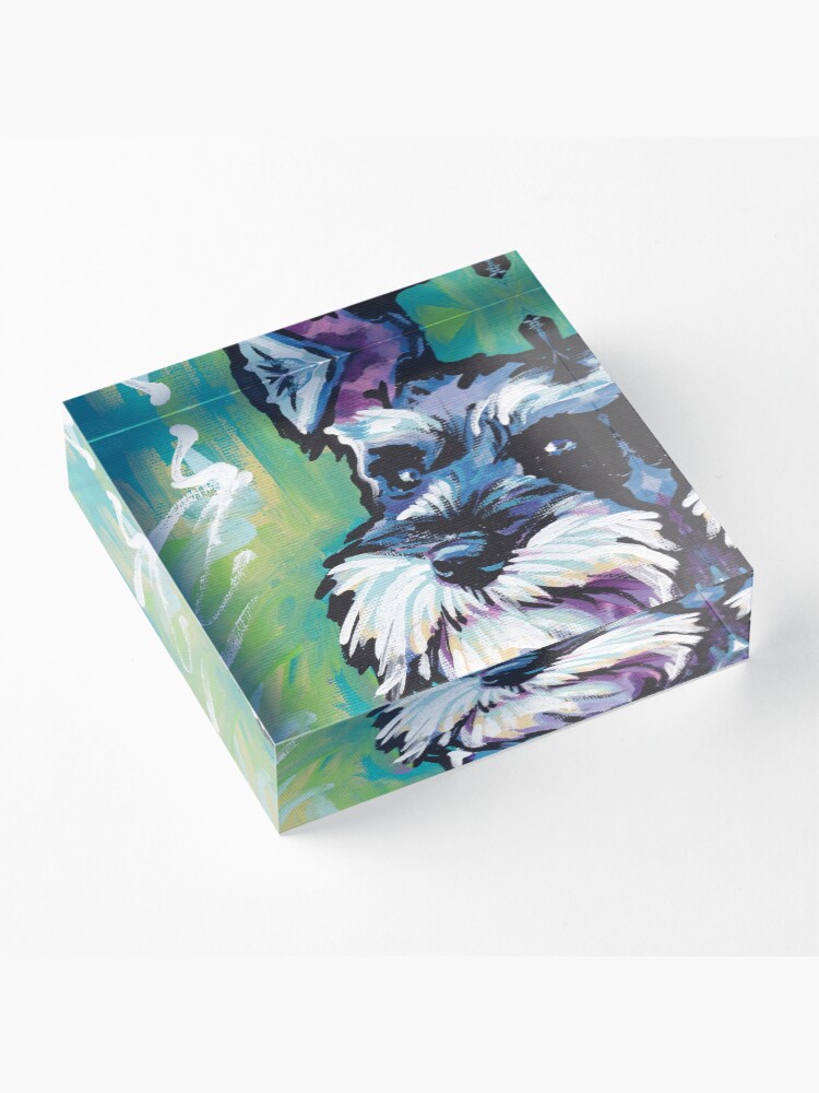 Alternate view of Schnauzer Bright colorful pop dog art Acrylic Block