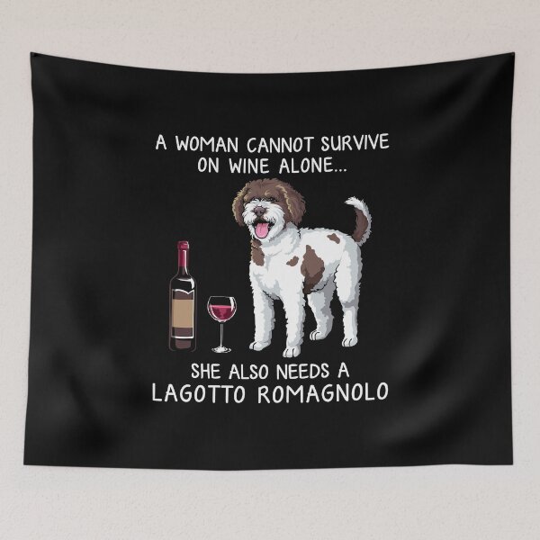 Item preview, Lagotto Romagnolo and wine Funny dog designed and sold by TeeDoozy.