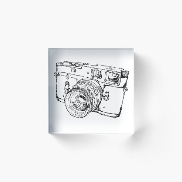 Rangefinder Style Camera Drawing Acrylic Block