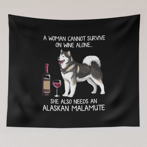 Item preview, Alaskan Malamute and wine Funny dog designed and sold by TeeDoozy.