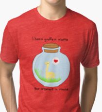 Giraffe in a bottle Tri-blend T-Shirt