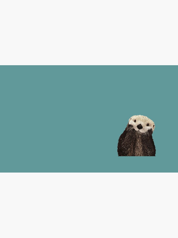 Cute Sea Otter on Teal Solid. Minimalist. Coastal. Adorable. by kierkegaard