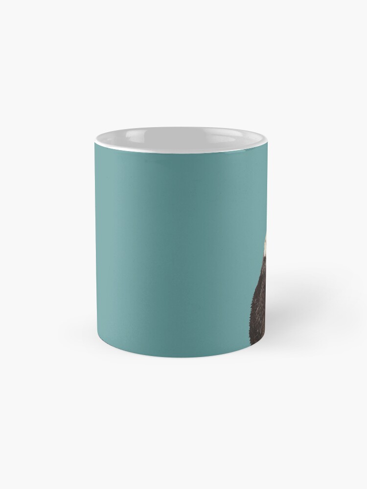 Alternate view of Cute Sea Otter on Teal Solid. Minimalist. Coastal. Adorable. Mug
