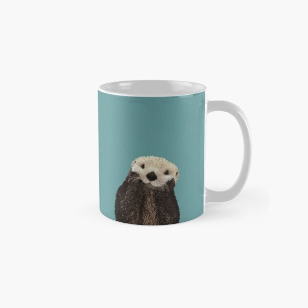 Cute Sea Otter on Teal Solid. Minimalist. Coastal. Adorable. Classic Mug