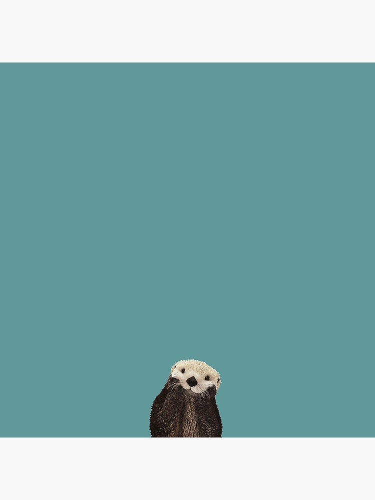 Cute Sea Otter on Teal Solid. Minimalist. Coastal. Adorable. by kierkegaard