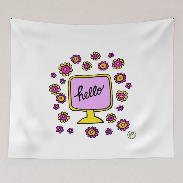 Item preview, Hello monitor tv peace flowerpower design 04 designed and sold by mellowdays.