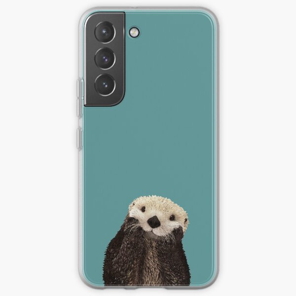 Cute Sea Otter on Teal Solid. Minimalist. Coastal. Adorable. Samsung Galaxy Soft Case