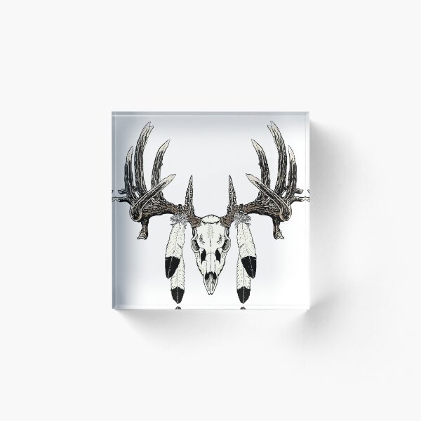 Whitetail buck eagle feathers Acrylic Block