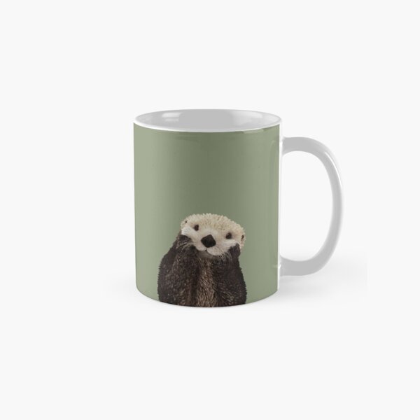Cute Sea Otter on Sage Green Solid. Minimalist. Clean. Coastal. Adorable Classic Mug