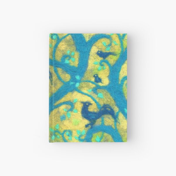 Blue Birds Paradise Garden Magic Forest Felted Wool Hardcover Journal