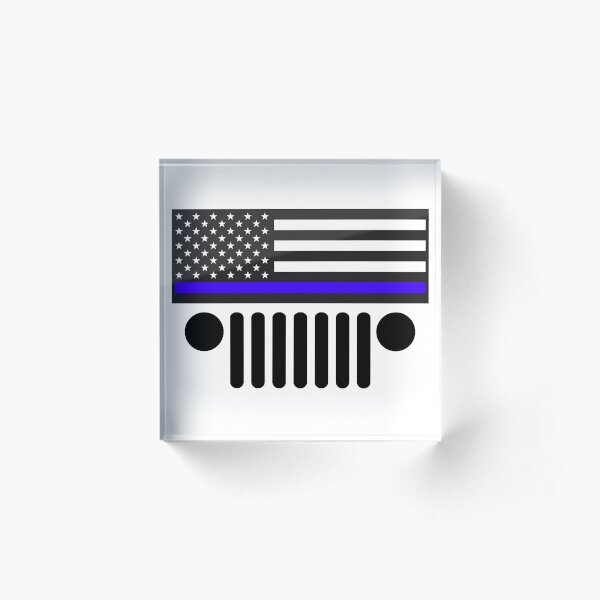 Jeep Police Blue Line Flag Acrylic Block