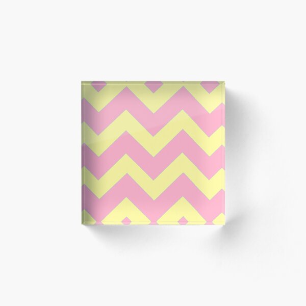 Chevron duo -pink, yellow Acrylic Block