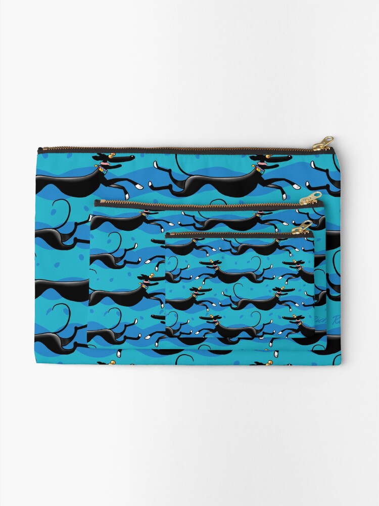 Alternate view of Blue Zoomies pattern Zipper Pouch