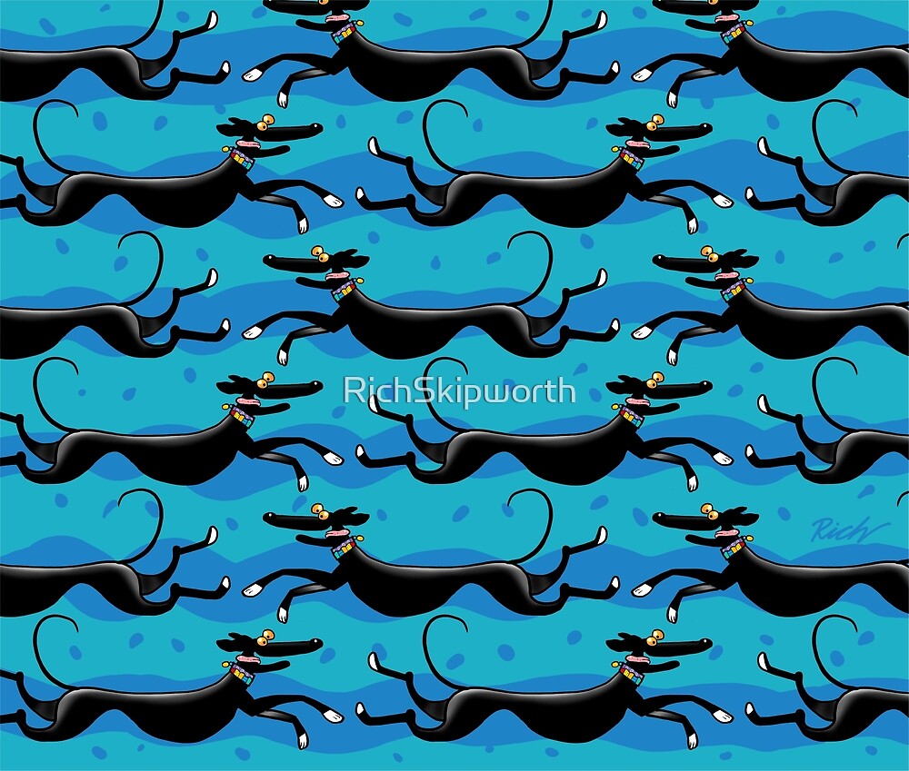 "Blue Zoomies pattern" by RichSkipworth Redbubble