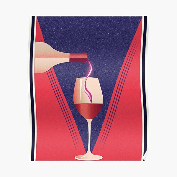 Minimalism wine glass and bottle Poster