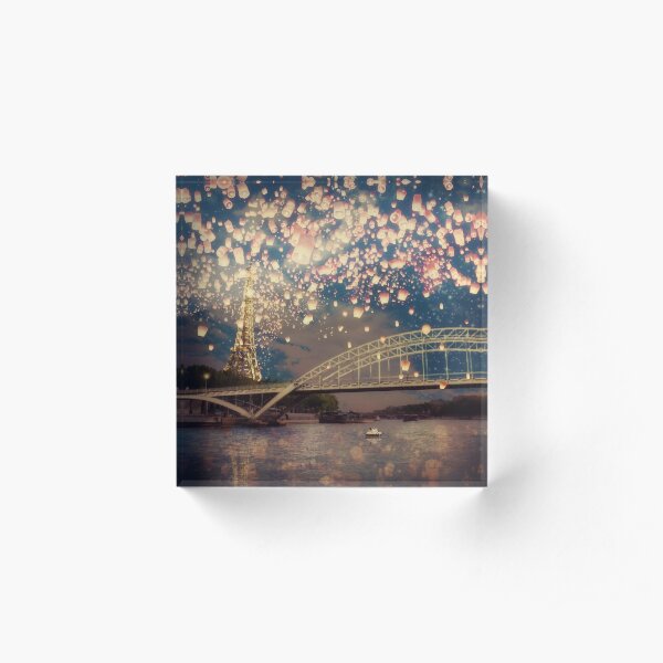 Love Wish Lanterns over Paris Acrylic Block