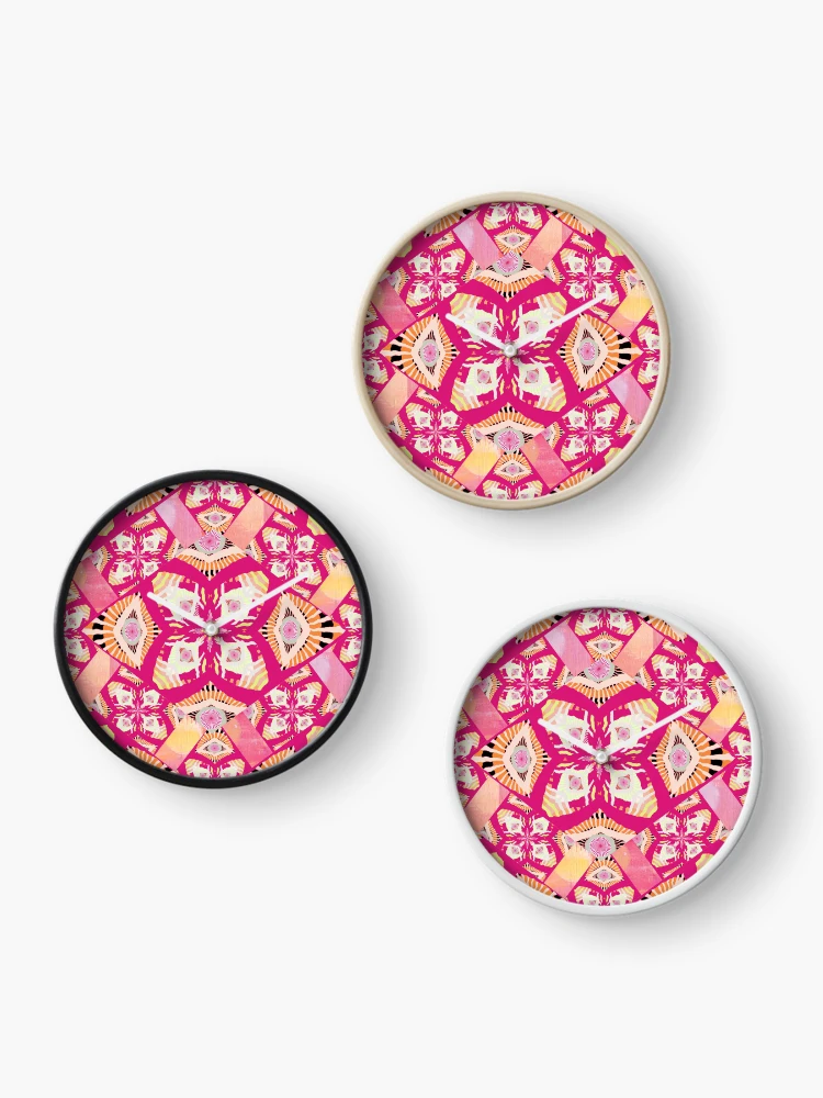 Thumbnail 3 of 4, Clock, Pink Orange Cutup Design designed and sold by Ruth Palmer.