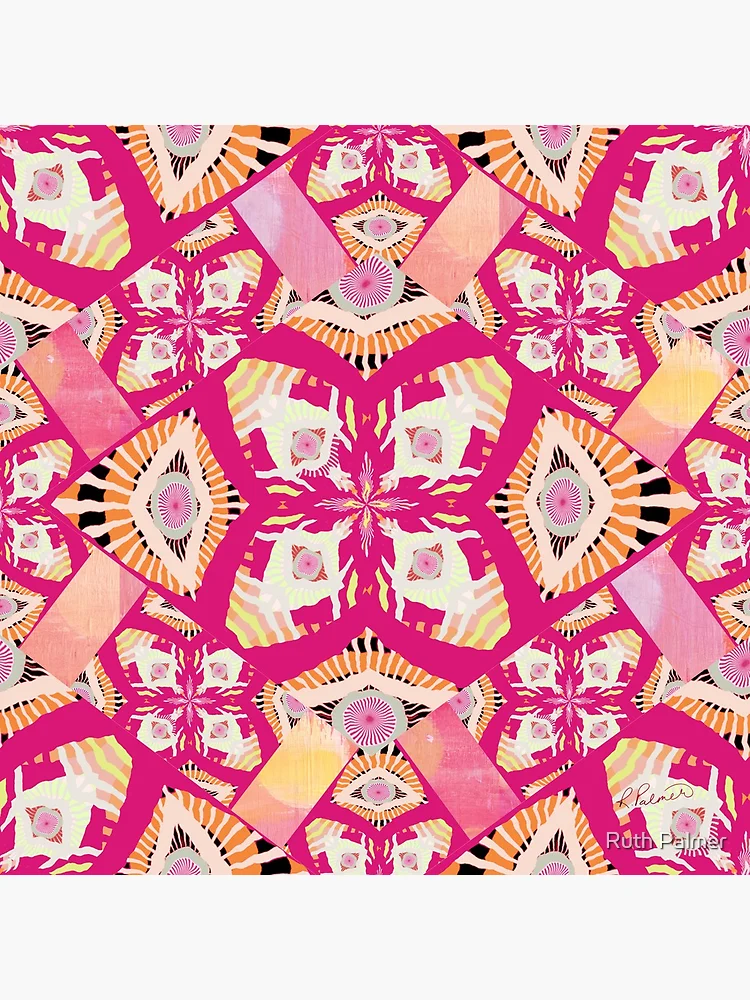 Thumbnail 4 of 4, Clock, Pink Orange Cutup Design designed and sold by Ruth Palmer.