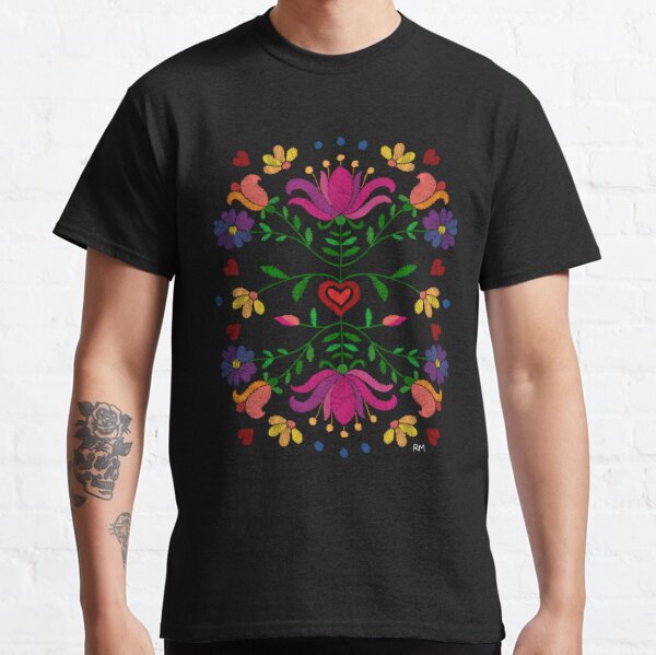 Floral Embroidered T-shirt. Size S 3X. Artisanal Mexican T-shirt. Colorful  Mexican Flowers. Mexican Basic Tee. Hippie-boho Style Top. -  Canada