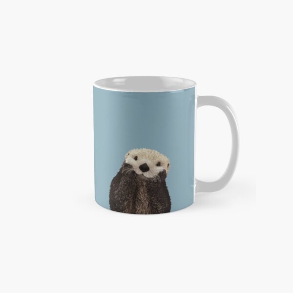 Cute Sea Otter on Steel Blue Solid. Minimalist. Coastal. Adorable Classic Mug