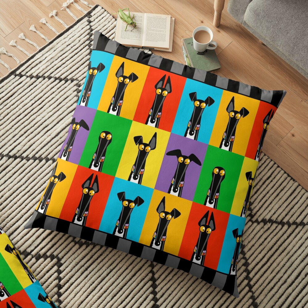 Greyhound Semaphore with border Floor Pillow