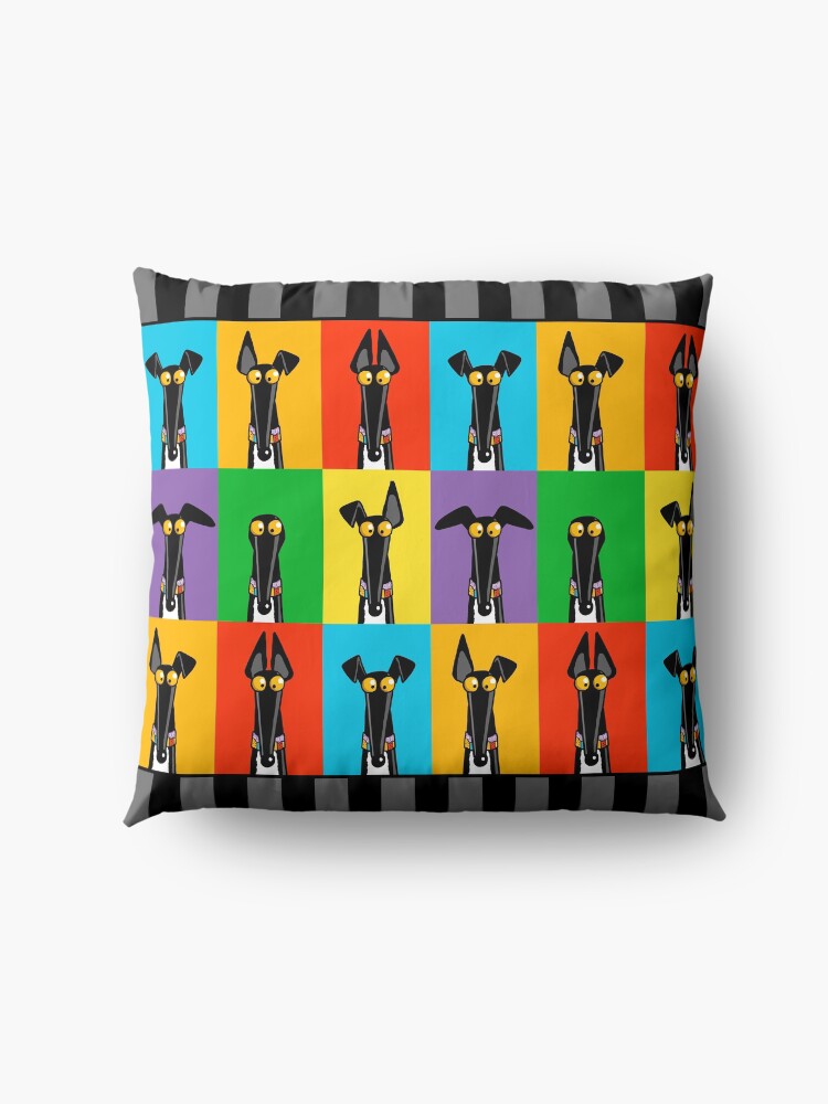 Alternate view of Greyhound Semaphore with border Floor Pillow