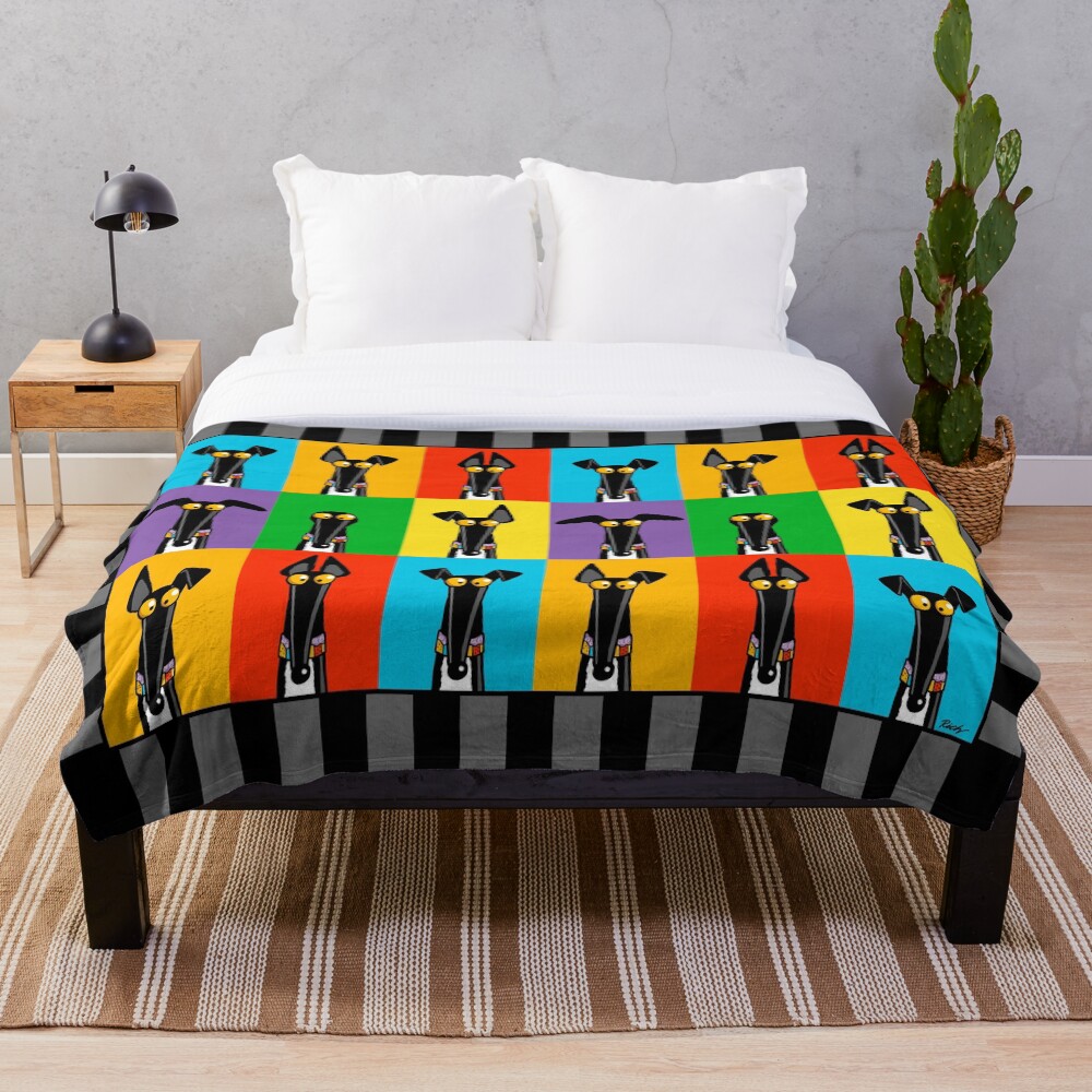 Greyhound Semaphore with border Throw Blanket