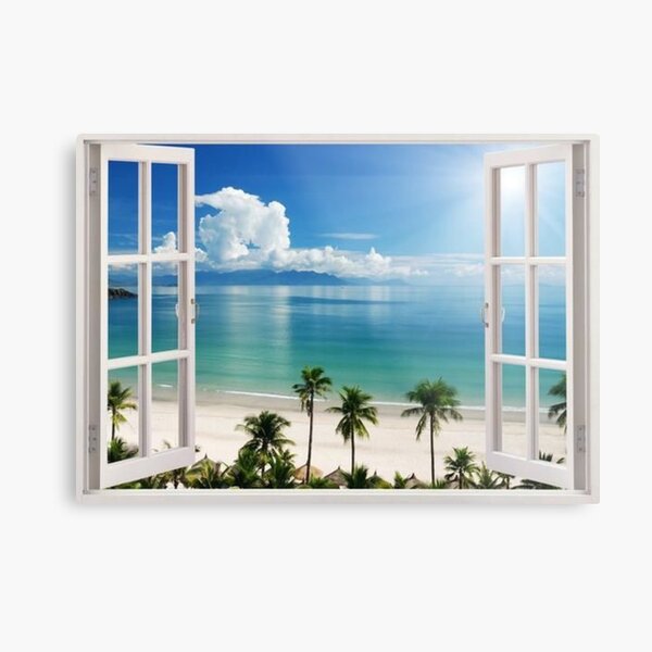 Beach Scene Open Windows Metal Print