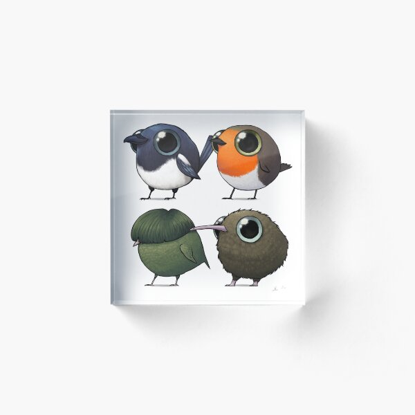 Small Fat Birds Acrylic Block