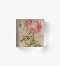 Vintage Burlap Floral 2 Acrylic Block