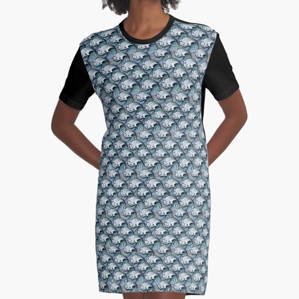 Japanese Waves Graphic T-Shirt Dress