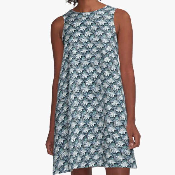 Japanese Waves A-Line Dress