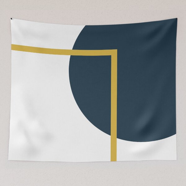 Item preview, Abstract Geometric Minimalist Navy Blue, Light Mustard Yellow, and White designed and sold by kierkegaard.