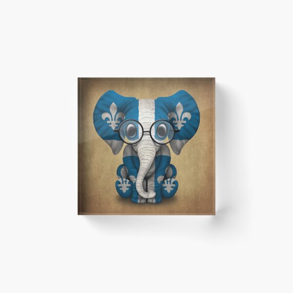 Item preview, Baby Elephant with Glasses and Quebec Flag designed and sold by JeffBartels.