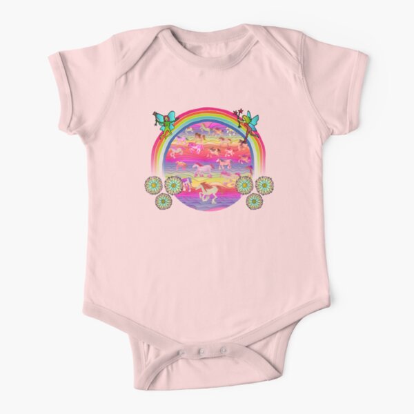 Under the fairy rainbow, a magic horse world awaits Short Sleeve Baby One-Piece