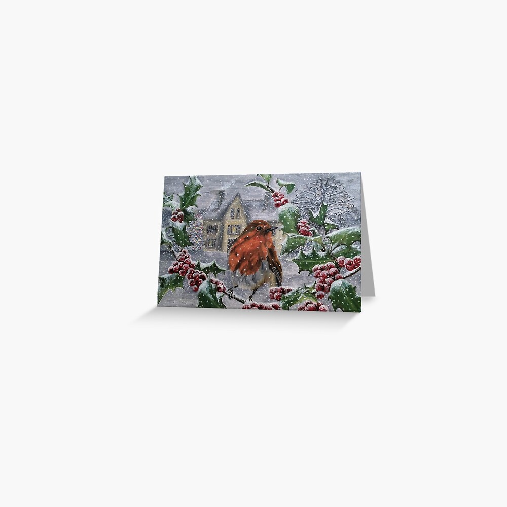 Robin in Snow Greeting Card (Blank) Greeting Card