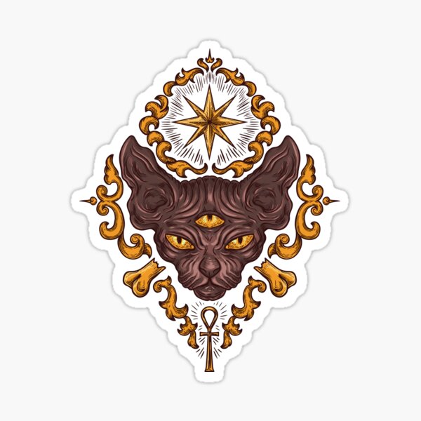Black Cat with Three Eyes Sticker