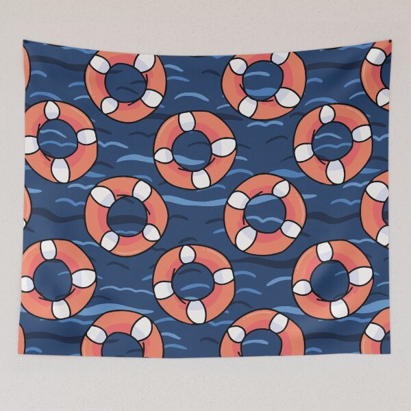 Item preview,  Cute lifering in the ocean cartoon seamless pattern designed and sold by Limolida.