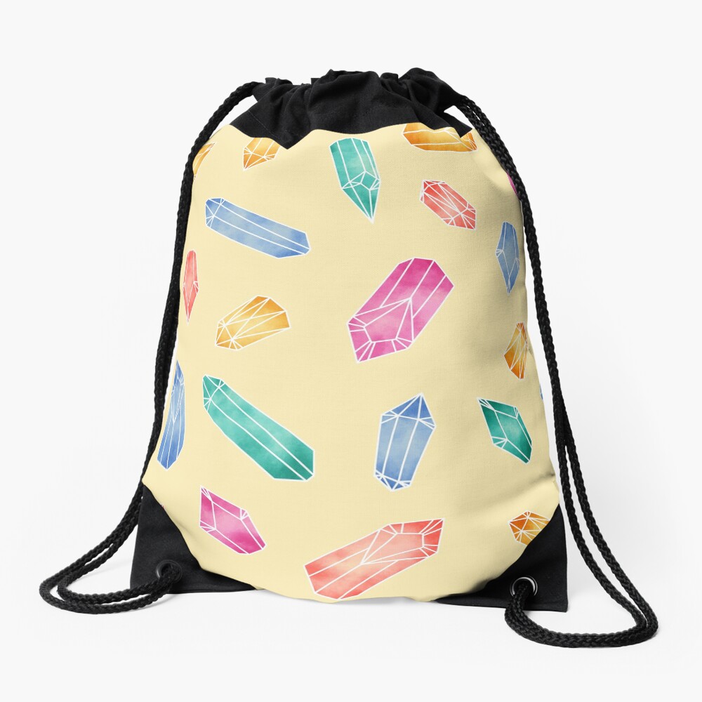 Crystals pattern - Yellow Drawstring Bag