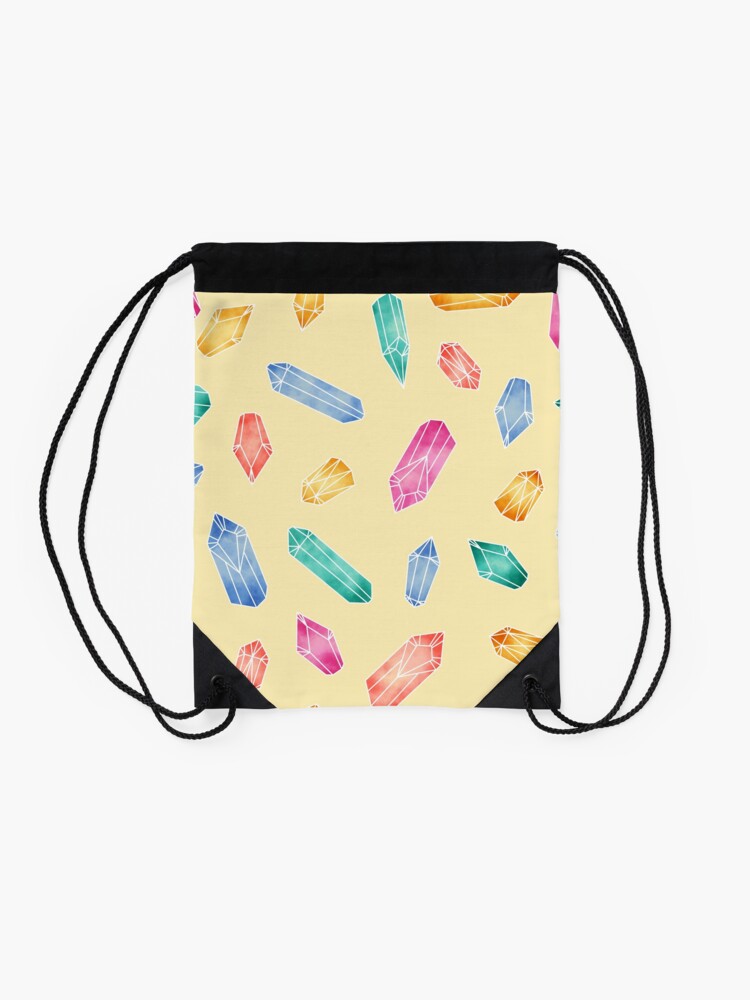 Alternate view of Crystals pattern - Yellow Drawstring Bag