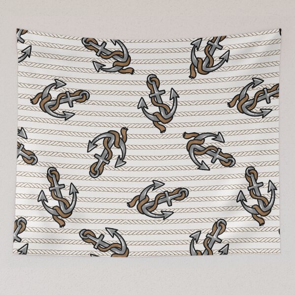 Item preview, Cute scattered anchor with rope cartoon seamless  pattern.  designed and sold by Limolida.