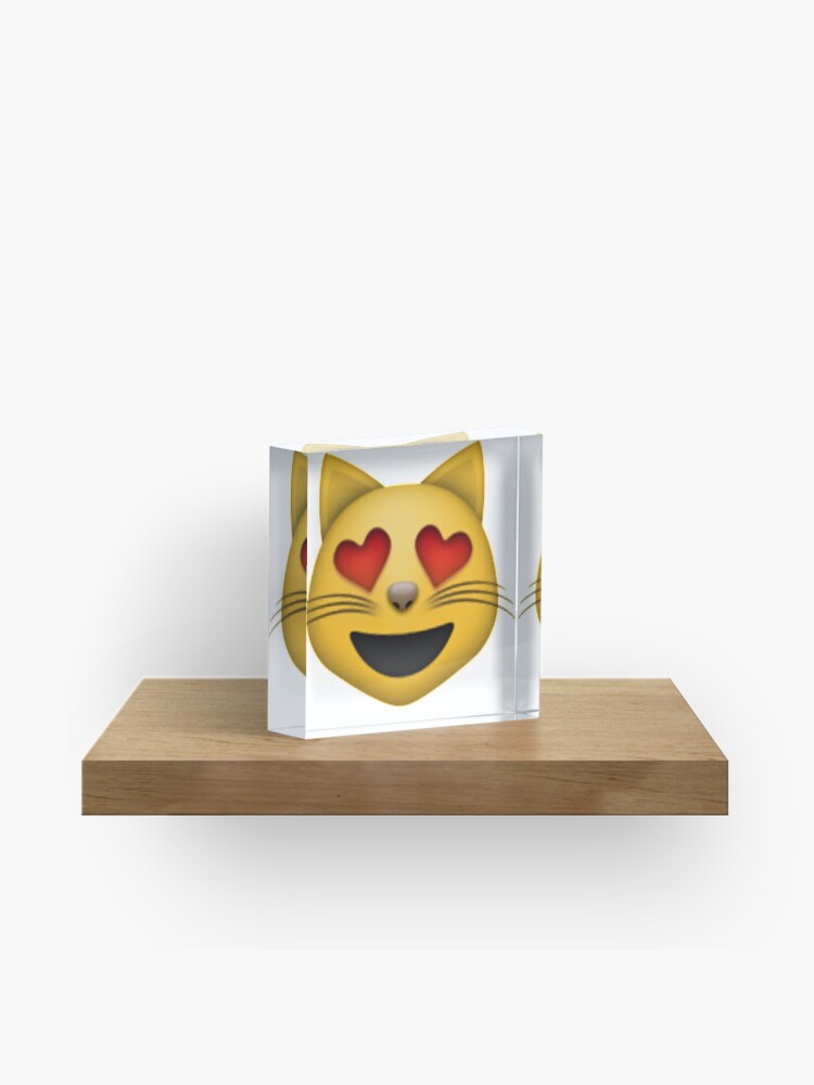 Bloc Acrylique Emoji Chat Coeur Yeux Par Nojams Redbubble