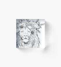Lion With Flowers in His Hair Acrylic Block