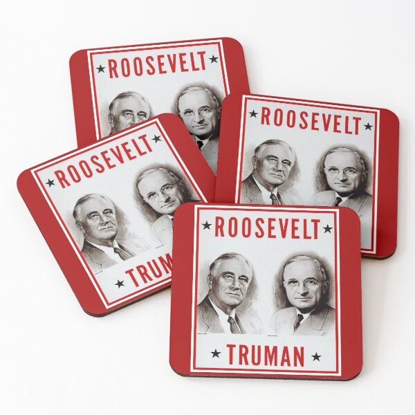ROOSEVELT and TRUMAN : Vintage Election Advertisement Print Coasters (Set of 4)