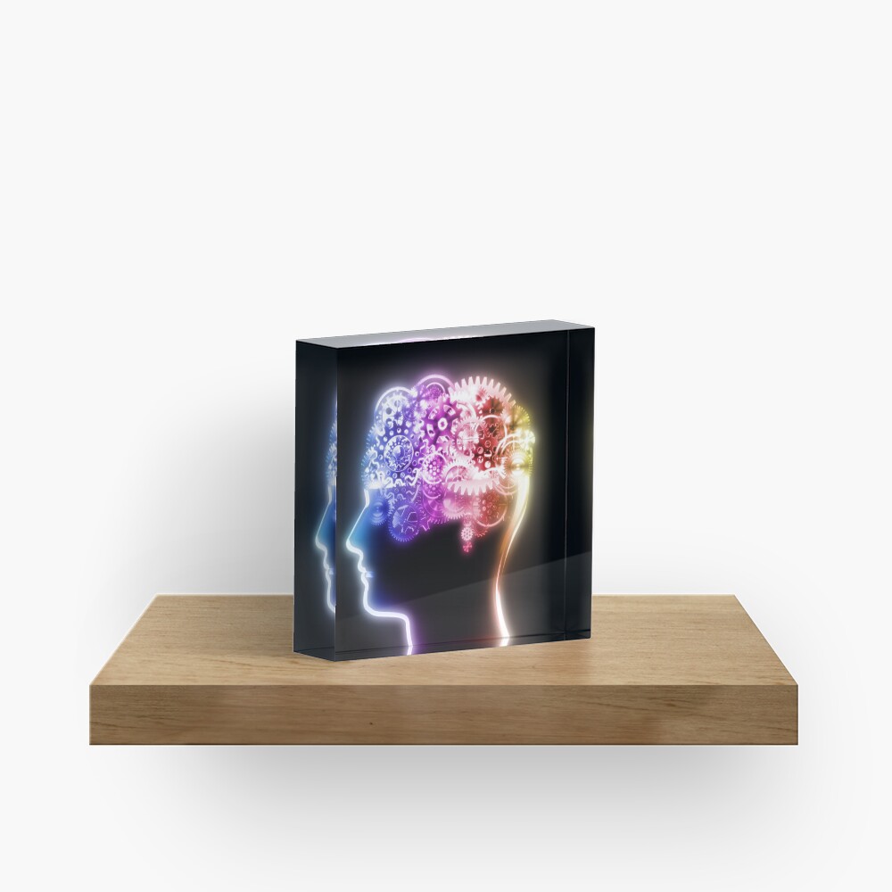 brain design by cogs and gears Acrylic Block