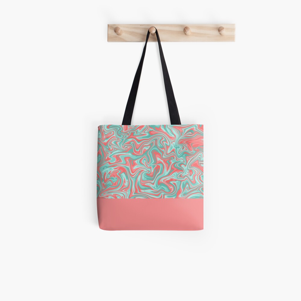 Liquid Swirl - Peach and Green Tote Bag