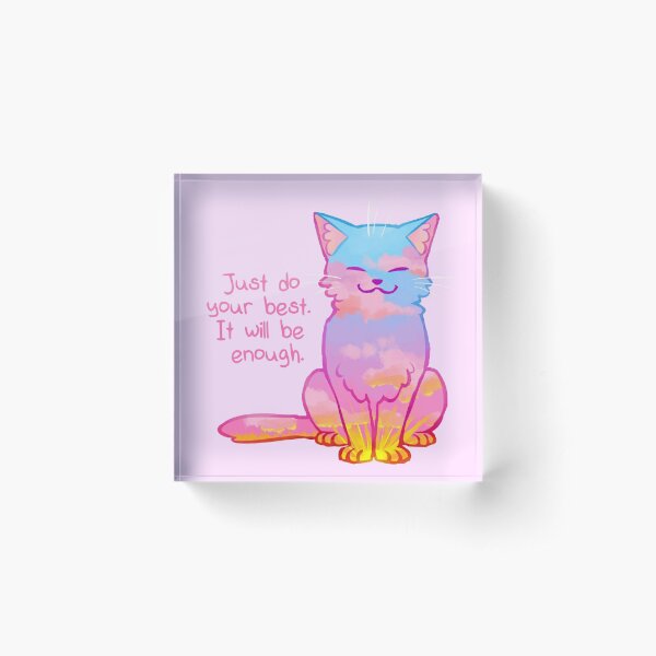 "Your Best Is Enough" Sunset Cat Acrylic Block