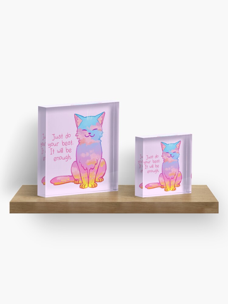 Alternate view of "Your Best Is Enough" Sunset Cat Acrylic Block